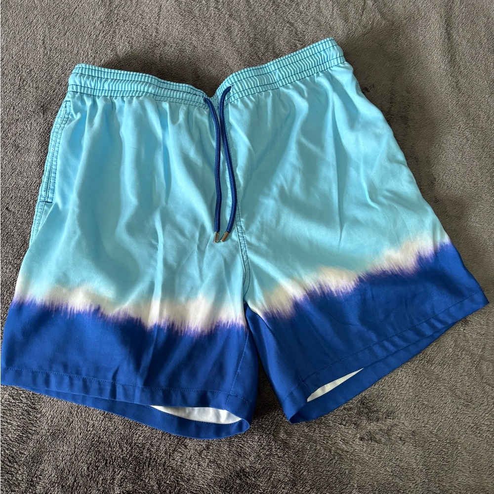 Sky Blue Ombre Men's Swim Trunks